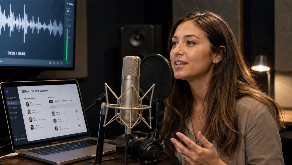 KI-Stimme mit eigenem Text im Voice-over-Studio testen